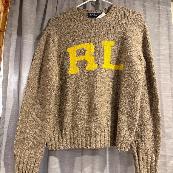 Ralph Lauren Other - Ralph Lauren Sweater with Yellow RL on Beige/Grey Knit Men’s Size Medium